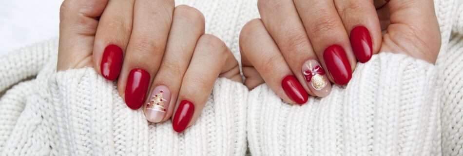 female hands with red manicure