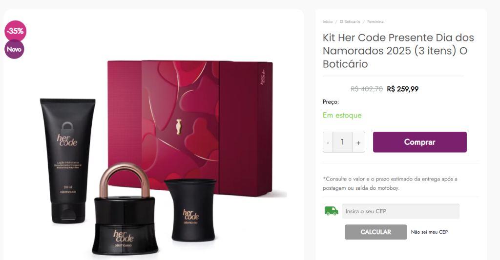 Promoção Dia dos Namorados: Kit Her Code no Saldão dos Perfumes 3 Promoção Dia dos Namorados: Kit Her Code no Saldão dos Perfumes