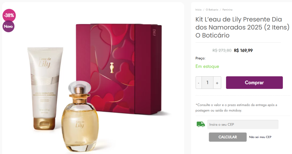 Promoção Dia dos Namorados: Kit L’eau de Lily na Saldão dos Perfumes 2 Promoção Dia dos Namorados: Kit L’eau de Lily na Saldão dos Perfumes