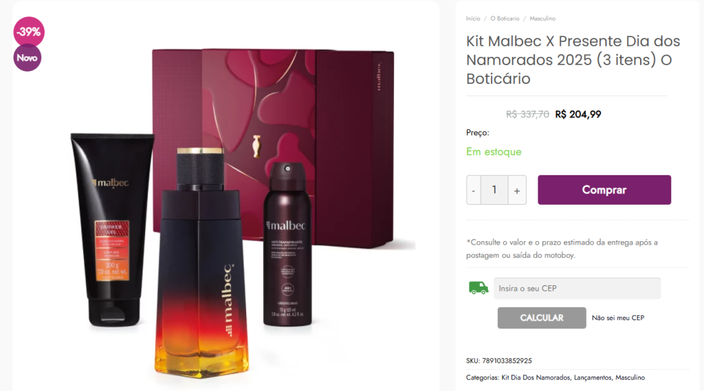 Promoção Dia dos Namorados: Kit Malbec X na Saldão dos Perfumes 2 Promoção Dia dos Namorados: Kit Malbec X na Saldão dos Perfumes