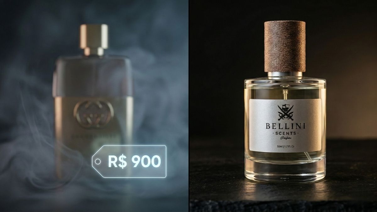 O erro de R$ 900: Por que você deve parar de comprar o Gucci Guilty (e o que usar no lugar). 2 Comparativo entre o perfume Gucci Guilty, alternativa perfume Bellini Scents.
