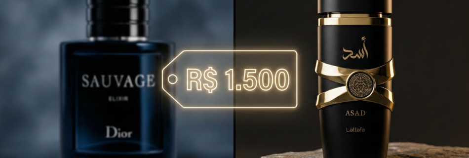 Comparativo entre o Dior Sauvage Elixir e a alternativa árabe Lattafa Asad.