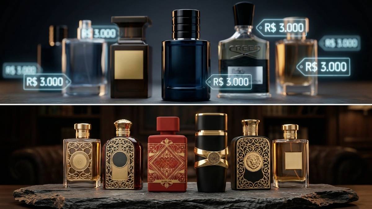 Não pague R$ 1.500: Os 10 perfumes masculinos mais elogiados do mundo e suas cópias perfeitas. 2 Comparativo entre perfumes importados caros e suas alternativas árabes de luxo.
