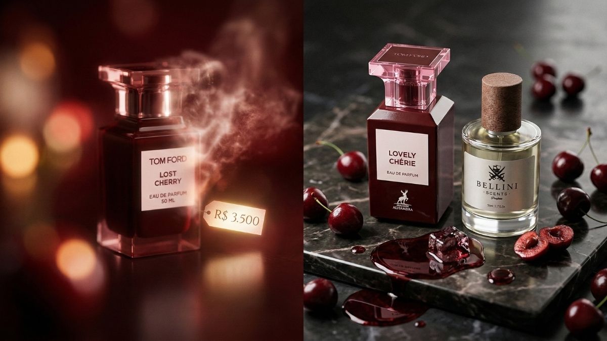 Comparativo entre o Tom Ford Lost Cherry que evapora rápido e suas alternativas de alta fixação.